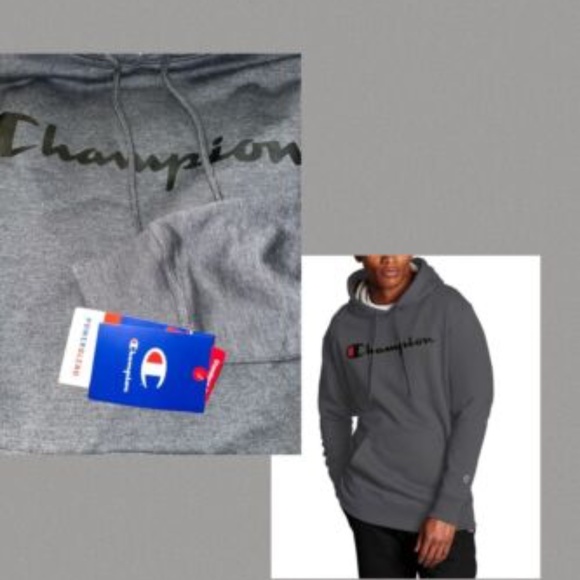 CHAMPION MEN'S "GRANITE HEATHER KANGAROO POCKET POWERBLEND HOODIE~FRONT LOGO~XL - Picture 5 of 6